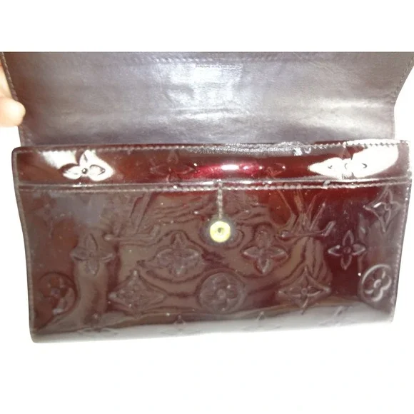 Louis Vuitton Vernis Sarah Wallet Burgundy Patent Leather-zip broken for rehab - Picture 3 of 12